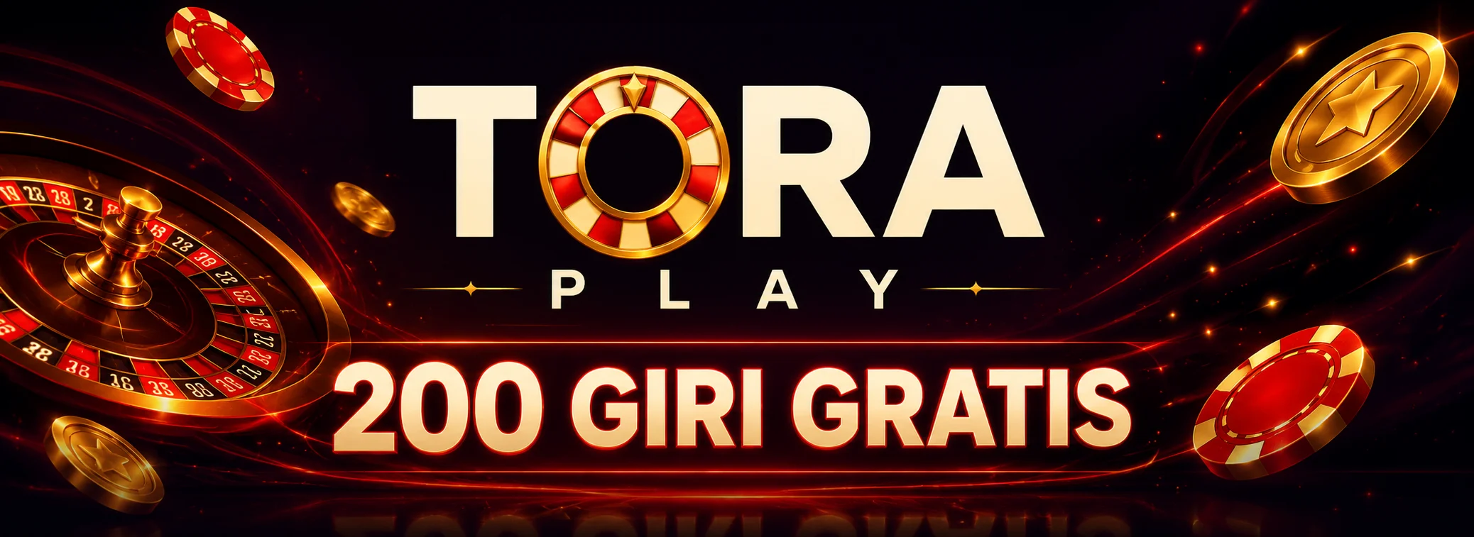 Banner Tora Play Casinò con l'offerta 200 giri gratis e la ruota della roulette